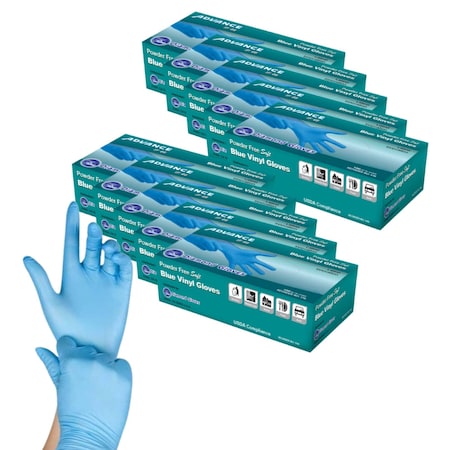 Diamond Glove Disposable Gloves, 4 mil Palm, Vinyl, Powder-Free, XL, 1000 PK, Blue V46XL